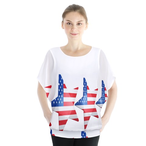 Multiple Us Flag Stars Line Slide Blouse by Mariart