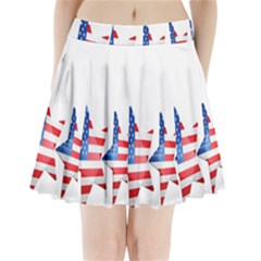 Multiple Us Flag Stars Line Slide Pleated Mini Skirt by Mariart