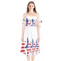 Multiple Us Flag Stars Line Slide Shoulder Tie Bardot Midi Dress View1