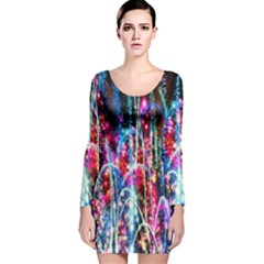 Fireworks Rainbow Long Sleeve Velvet Bodycon Dress