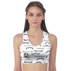 Mustache Man Black Hair Sports Bra