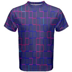 Grid Lines Square Pink Cyan Purple Blue Squares Lines Plaid Men s Cotton Tee by Mariart