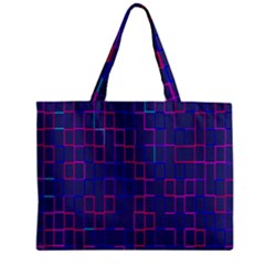 Grid Lines Square Pink Cyan Purple Blue Squares Lines Plaid Zipper Mini Tote Bag