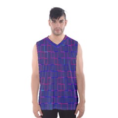 Grid Lines Square Pink Cyan Purple Blue Squares Lines Plaid Men s Basketball Tank Top by Mariart