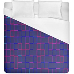 Grid Lines Square Pink Cyan Purple Blue Squares Lines Plaid Duvet Cover (king Size)