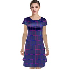 Grid Lines Square Pink Cyan Purple Blue Squares Lines Plaid Cap Sleeve Nightdress by Mariart