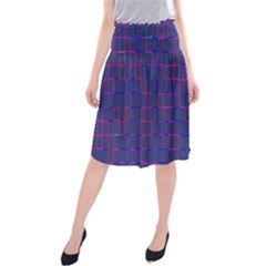 Grid Lines Square Pink Cyan Purple Blue Squares Lines Plaid Midi Beach Skirt by Mariart