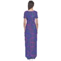 Grid Lines Square Pink Cyan Purple Blue Squares Lines Plaid Short Sleeve Maxi Dress View2