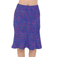 Grid Lines Square Pink Cyan Purple Blue Squares Lines Plaid Mermaid Skirt