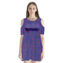 Grid Lines Square Pink Cyan Purple Blue Squares Lines Plaid Shoulder Cutout Velvet  One Piece by Mariart