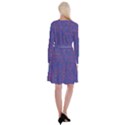 Grid Lines Square Pink Cyan Purple Blue Squares Lines Plaid Long Sleeve Velvet Front Wrap Dress View2