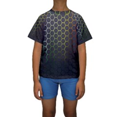 Hexagons Honeycomb Kids  Short Sleeve Swimwear