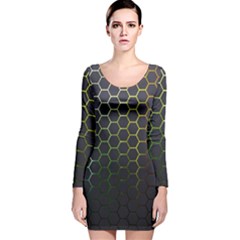 Hexagons Honeycomb Long Sleeve Velvet Bodycon Dress