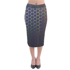 Hexagons Honeycomb Velvet Midi Pencil Skirt