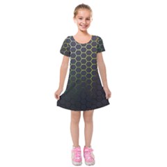 Hexagons Honeycomb Kids  Short Sleeve Velvet Dress