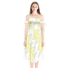 Lightning Yellow Shoulder Tie Bardot Midi Dress