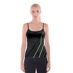 Green Lines Black Anime Arrival Night Light Spaghetti Strap Top by Mariart