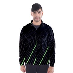 Green Lines Black Anime Arrival Night Light Wind Breaker (men) by Mariart