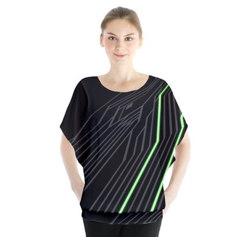 Green Lines Black Anime Arrival Night Light Blouse by Mariart