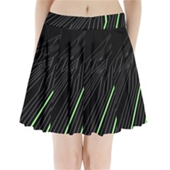 Green Lines Black Anime Arrival Night Light Pleated Mini Skirt