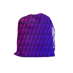 Hexagon Widescreen Purple Pink Drawstring Pouches (large)  by Mariart