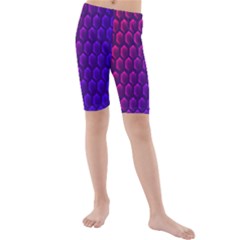 Hexagon Widescreen Purple Pink Kids  Mid Length Swim Shorts