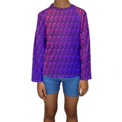 Hexagon Widescreen Purple Pink Kids  Long Sleeve Swimwear by Mariart