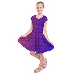 Hexagon Widescreen Purple Pink Kids  Short Sleeve Dress by Mariart