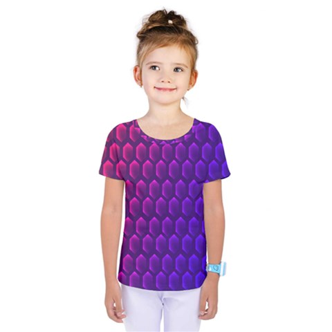 Hexagon Widescreen Purple Pink Kids  One Piece Tee by Mariart