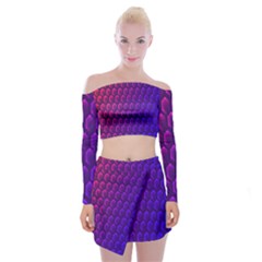 Hexagon Widescreen Purple Pink Off Shoulder Top With Skirt Set