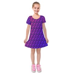 Hexagon Widescreen Purple Pink Kids  Short Sleeve Velvet Dress by Mariart