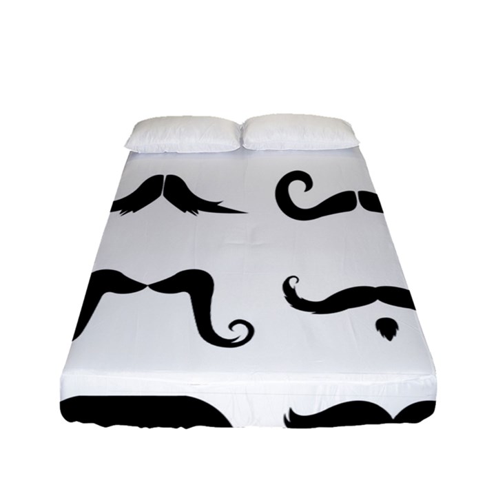 Mustache Man Black Hair Style Fitted Sheet (Full/ Double Size)