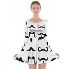 Mustache Man Black Hair Style Long Sleeve Skater Dress by Mariart