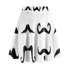 Mustache Man Black Hair Style High Waist Skirt by Mariart