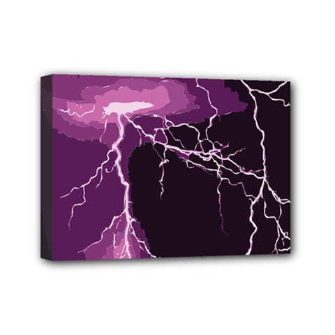 Lightning Pink Sky Rain Purple Light Mini Canvas 7  X 5  by Mariart