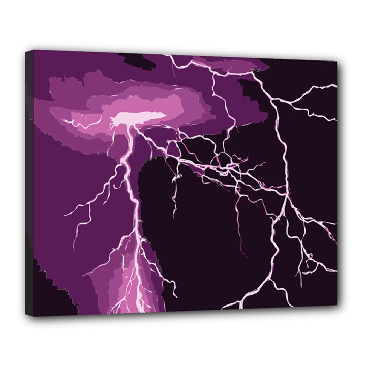 Lightning Pink Sky Rain Purple Light Canvas 20  x 16 