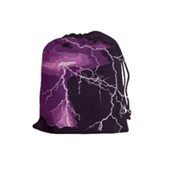 Lightning Pink Sky Rain Purple Light Drawstring Pouches (large)  by Mariart