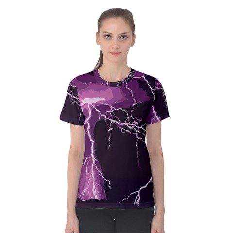 Lightning Pink Sky Rain Purple Light Women s Cotton Tee by Mariart