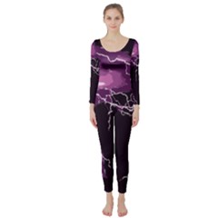 Lightning Pink Sky Rain Purple Light Long Sleeve Catsuit by Mariart