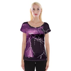 Lightning Pink Sky Rain Purple Light Women s Cap Sleeve Top by Mariart