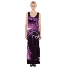 Lightning Pink Sky Rain Purple Light Maxi Thigh Split Dress