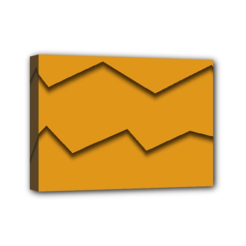 Orange Shades Wave Chevron Line Mini Canvas 7  X 5  by Mariart