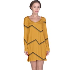 Orange Shades Wave Chevron Line Long Sleeve Nightdress