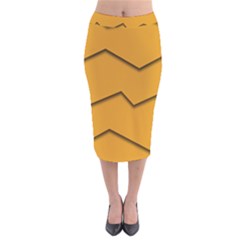 Orange Shades Wave Chevron Line Velvet Midi Pencil Skirt by Mariart