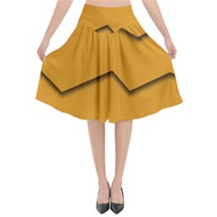 Orange Shades Wave Chevron Line Flared Midi Skirt