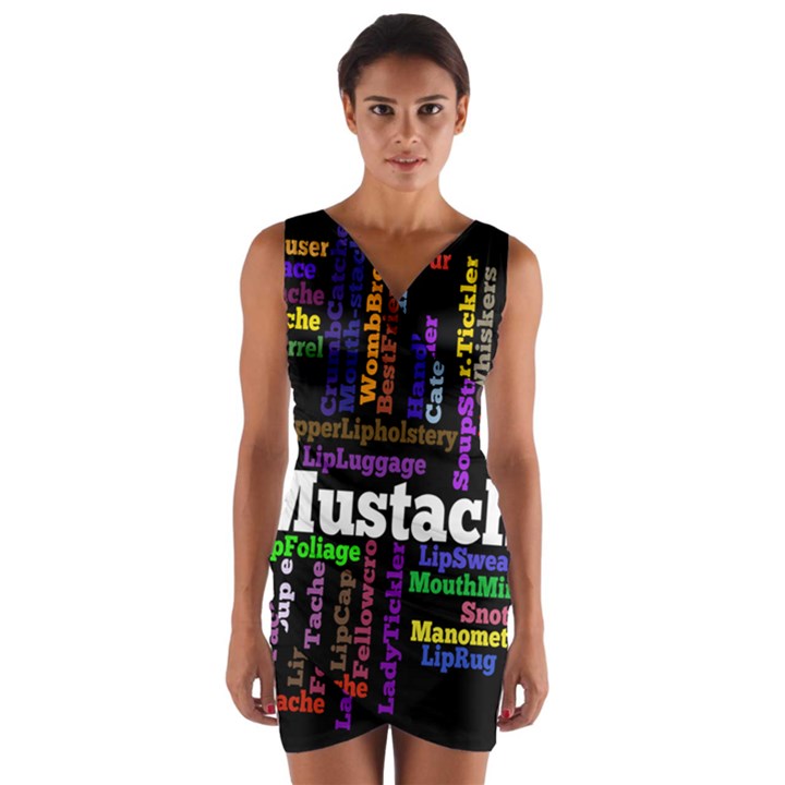 Mustache Wrap Front Bodycon Dress