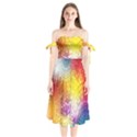 Multi Colour Alpha Shoulder Tie Bardot Midi Dress View1