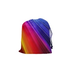 Multicolor Light Beam Line Rainbow Red Blue Orange Gold Purple Pink Drawstring Pouches (small)  by Mariart