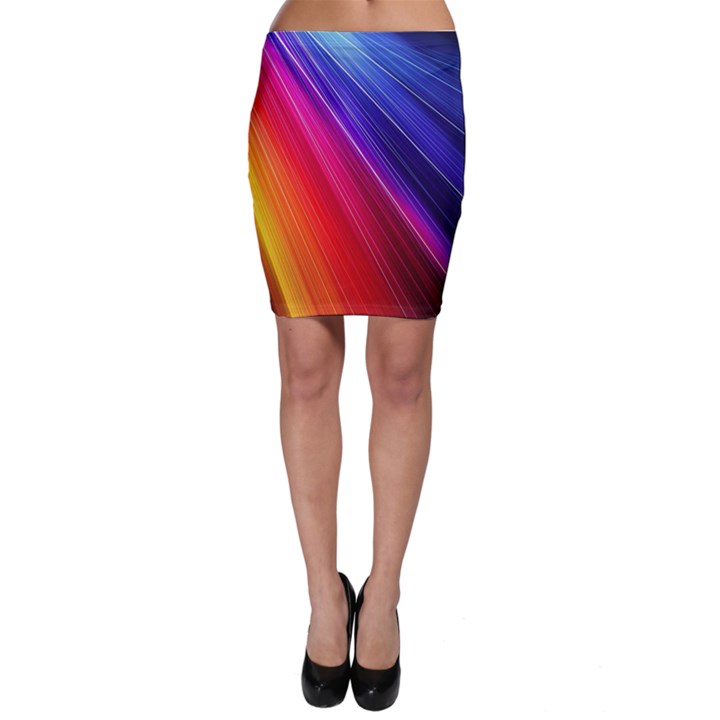 Multicolor Light Beam Line Rainbow Red Blue Orange Gold Purple Pink Bodycon Skirt