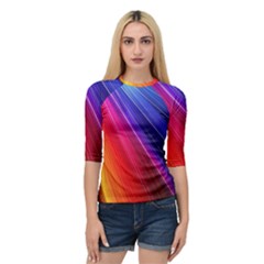 Multicolor Light Beam Line Rainbow Red Blue Orange Gold Purple Pink Quarter Sleeve Tee